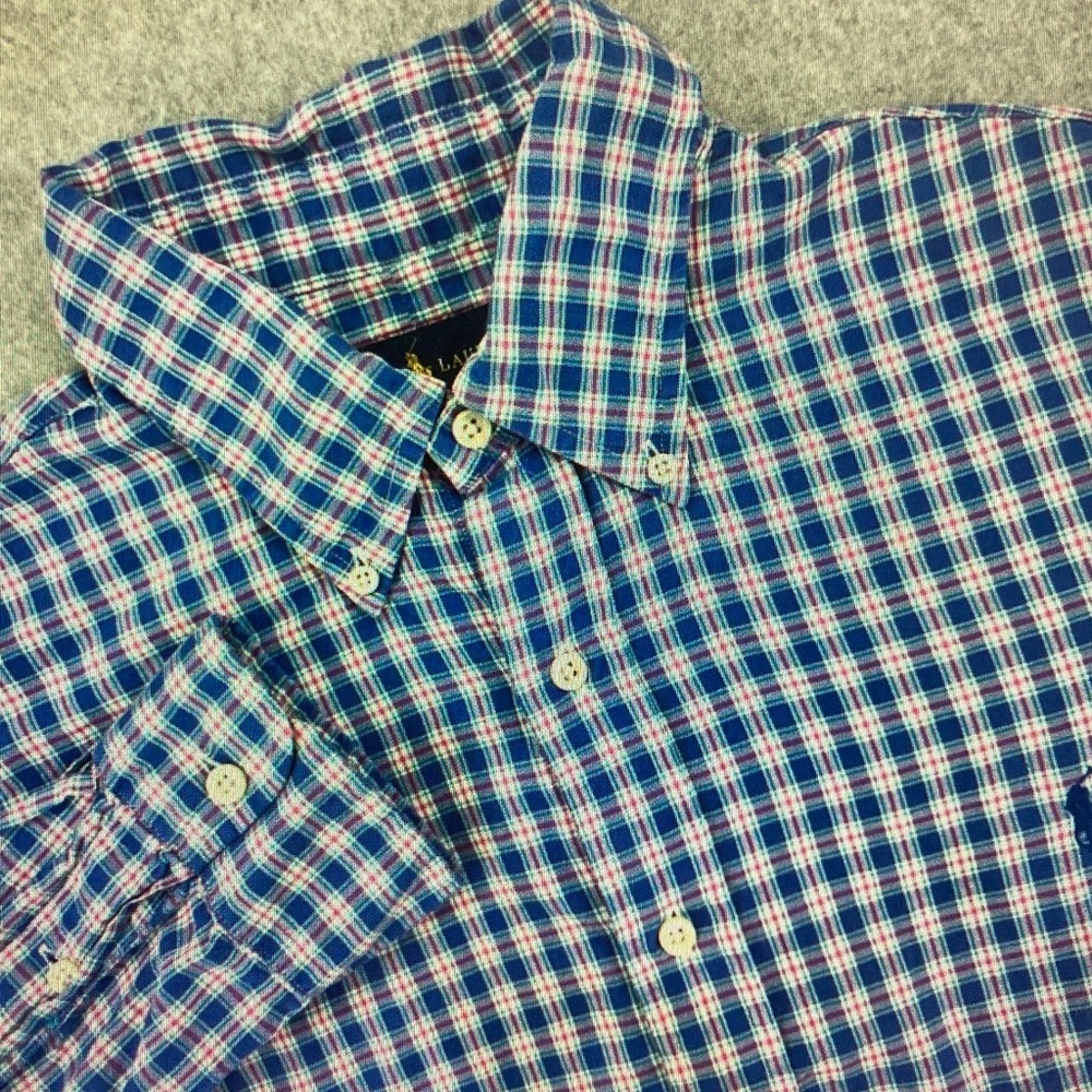 Ralph Lauren Blue, White & Red Plaid Button-Down Shirt
